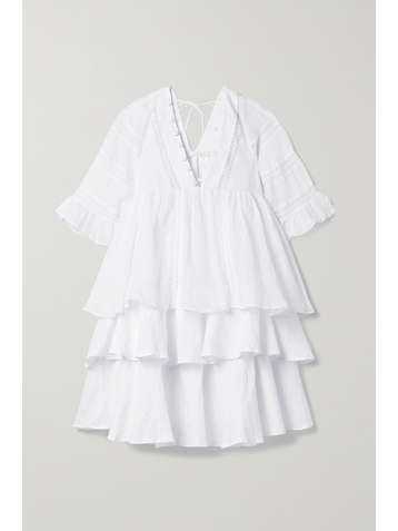 JOSLIN + NET SUSTAIN Ellie crochet-trimmed ruffled linen mini dress
