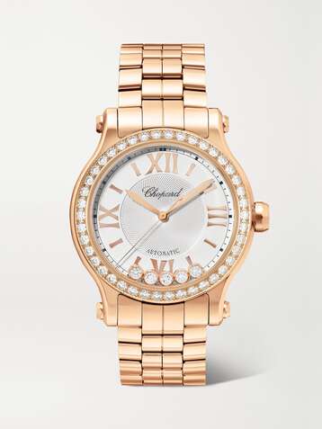 CHOPARD Happy Sport Automatic 33mm 18-karat rose gold and diamond watch
