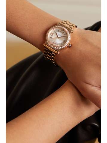 CHOPARD Happy Sport Automatic 33mm 18-karat rose gold and diamond watch