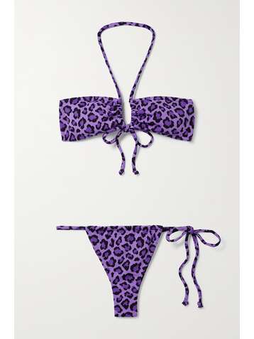 LESLIE AMON Fiammi wandelbarer Bikini aus Jacquard mit Leopardenmuster