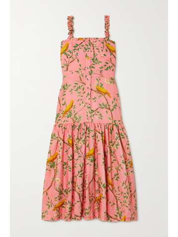 AGUA BY AGUA BENDITA Nispero ruffled tiered printed linen dress