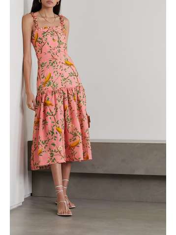 AGUA BY AGUA BENDITA Nispero ruffled tiered printed linen dress
