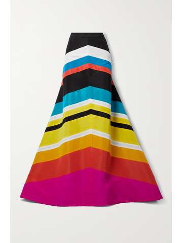 CHRISTOPHER JOHN ROGERS Trumpet striped silk-faille maxi skirt