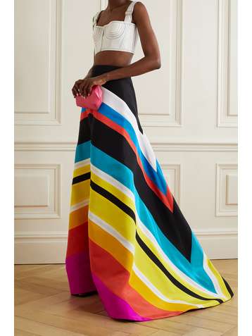 CHRISTOPHER JOHN ROGERS Trumpet striped silk-faille maxi skirt