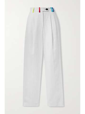 CHRISTOPHER JOHN ROGERS Pantalon droit en lin à plis