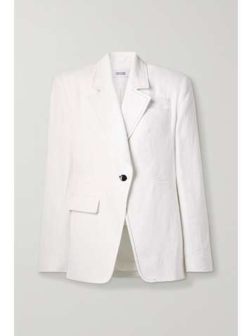 CHRISTOPHER JOHN ROGERS Blazer en lin à surpiqûres