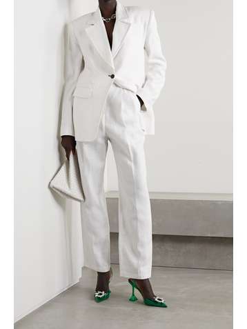 CHRISTOPHER JOHN ROGERS Blazer en lin à surpiqûres