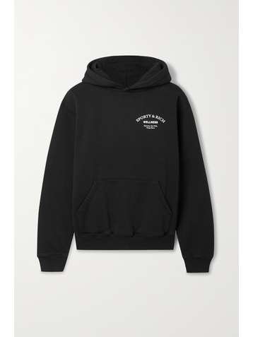 SPORTY & RICH Sweat à capuche en jersey de coton imprimé Wellness Studio