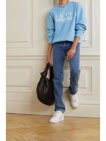 SPORTY & RICH Sweat en jersey de coton imprimé Health