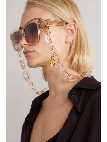 LINDA FARROW Acetate and gold-tone sunglasses chain
