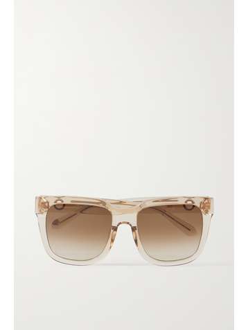 LINDA FARROW Freya square-frame acetate and rose gold-tone sunglasses