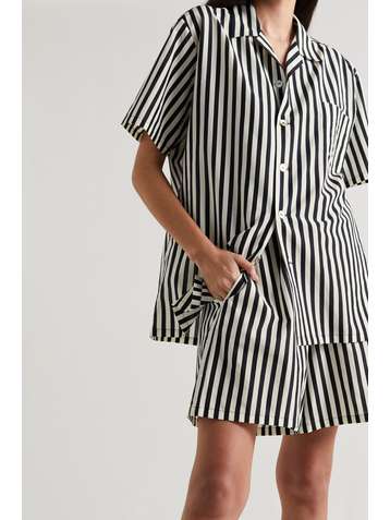 OLIVIA VON HALLE Emeli striped cotton and silk-blend pajama set