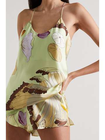 OLIVIA VON HALLE Bella Pyjama aus Seidensatin mit Blumenprint