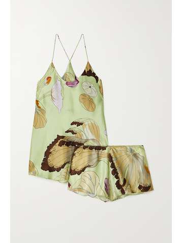 OLIVIA VON HALLE Bella Pyjama aus Seidensatin mit Blumenprint