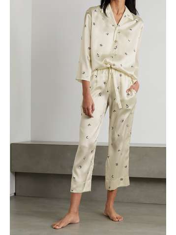 OLIVIA VON HALLE Casablanca Pyjama aus bedrucktem Seidensatin