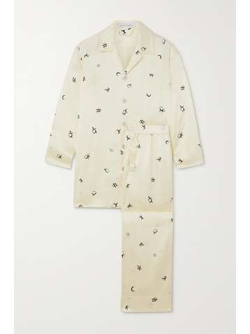 OLIVIA VON HALLE Casablanca Pyjama aus bedrucktem Seidensatin
