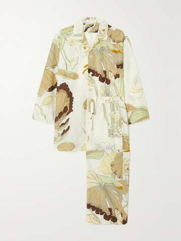 OLIVIA VON HALLE Casablanca Pyjama aus einer Baumwoll-Seidenmischung mit Blumenprint