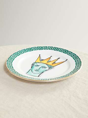 GINORI + Luke Edward Hall Il Viaggio di Nettuno 28cm gold-plated porcelain dinner plate