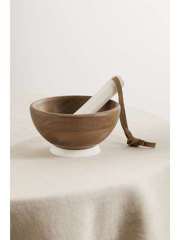 BRUNELLO CUCINELLI Krion pestle and walnut wood mortar