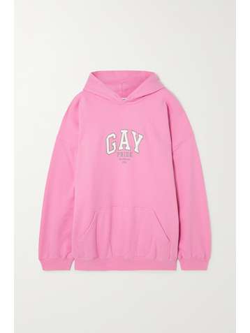 BALENCIAGA Oversized-Hoodie aus Baumwoll-Jersey mit Stickerei