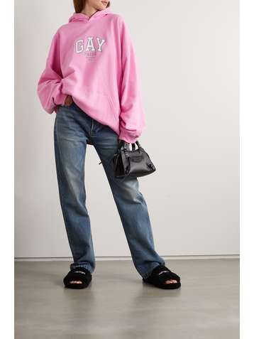BALENCIAGA Oversized-Hoodie aus Baumwoll-Jersey mit Stickerei