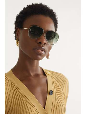 STELLA MCCARTNEY Aviator-style gold-tone sunglasses