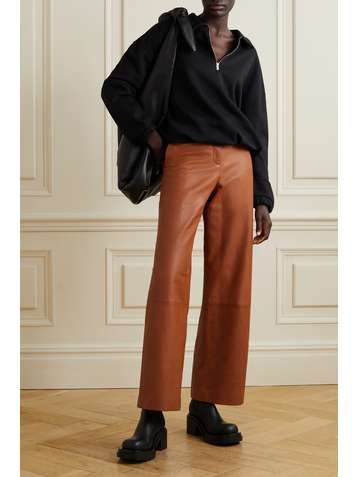 ROSETTA GETTY Textured-leather straight-leg pants