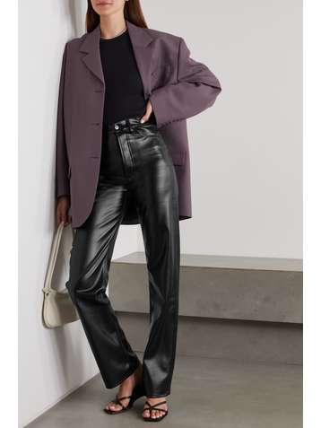 ANINE BING Pantalon droit en cuir vegan Kat