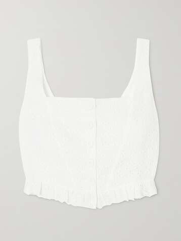 SINDISO KHUMALO Haut raccourci en broderie anglaise de coton à volants - NET SUSTAIN + The Vanguard