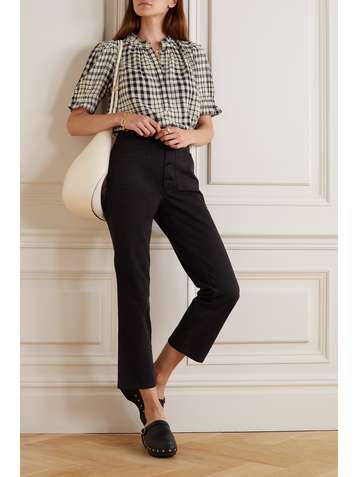 APIECE APART Los Altos checked cotton-gauze top
