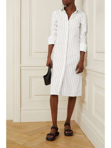 BITE STUDIOS Striped organic cotton-poplin shirt dress