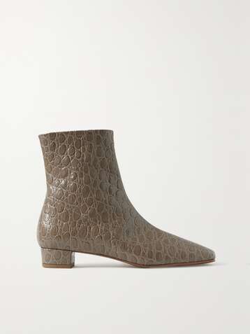 BY FAR Este croc-effect leather ankle boots