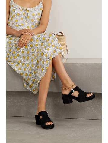 BY FAR Melba cutout suede mules