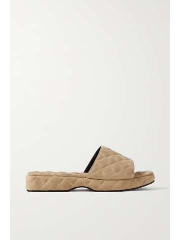 BY FAR Lilo quilted suede slides