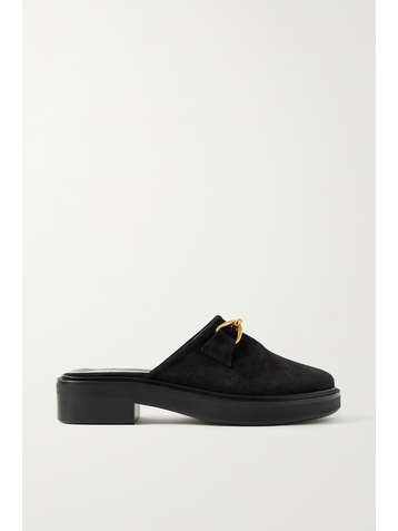 BY FAR Walker embellished suede mules