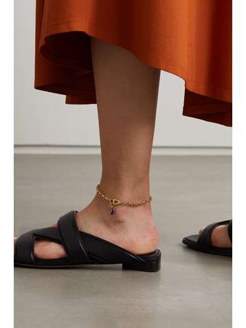 FOUNDRAE 18-karat gold lapis lazuli anklet