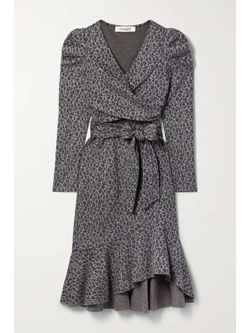 DIANE VON FURSTENBERG Sienna leopard-print cotton and wool-blend wrap dress