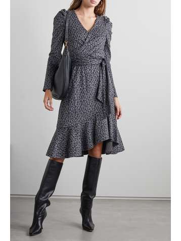 DIANE VON FURSTENBERG Sienna leopard-print cotton and wool-blend wrap dress