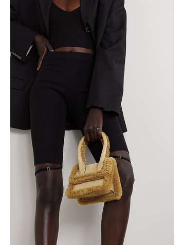 JACQUEMUS Le Chiquito Moyen shearling-trimmed leather tote