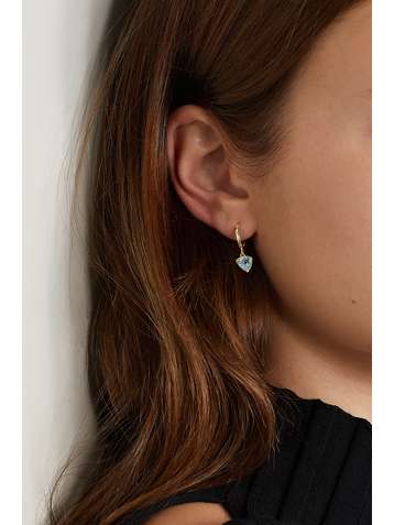 LOREN STEWART Trillion Huggies 14-karat gold topaz earrings