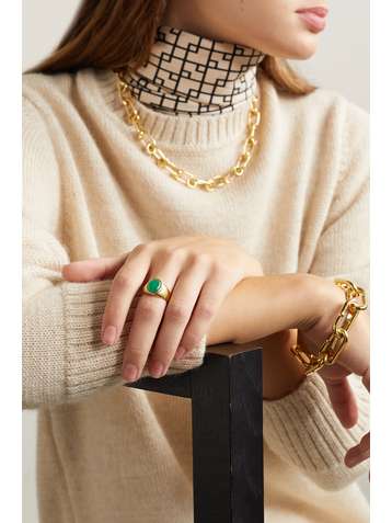 LOREN STEWART Classico gold vermeil Malaysia jade signet ring