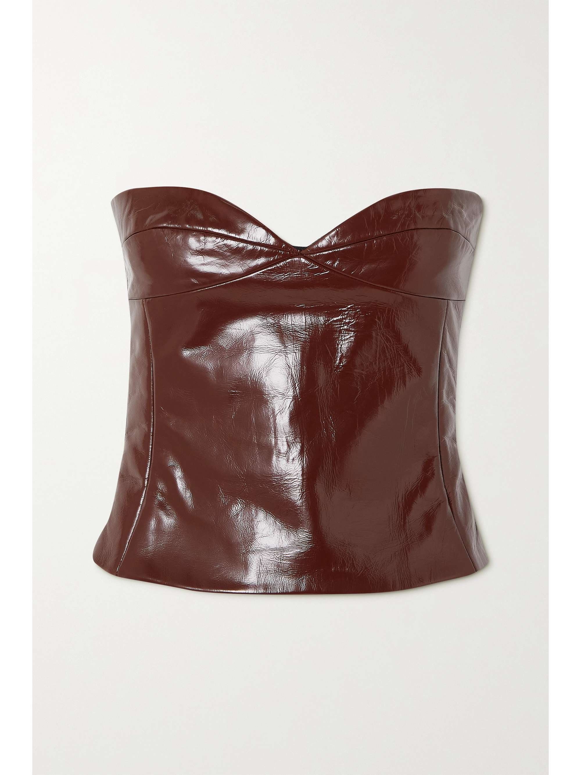 Burgundy Prim strapless patent-leather 