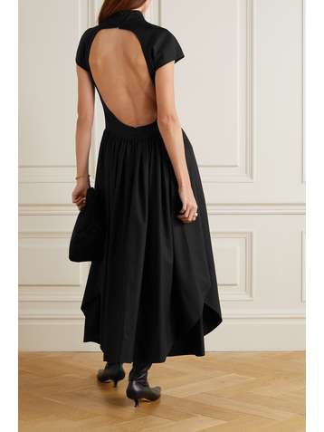KHAITE Robe midi dos ouvert en serge de coton Lenore