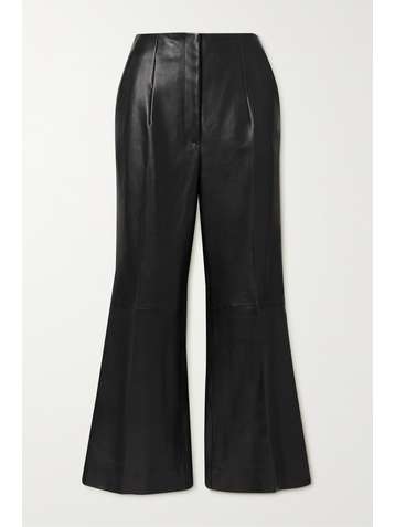 KHAITE Pantalon évasé raccourci en cuir Haley