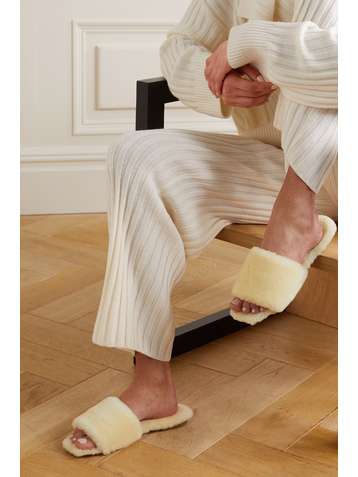 AEYDE Anna shearling slides