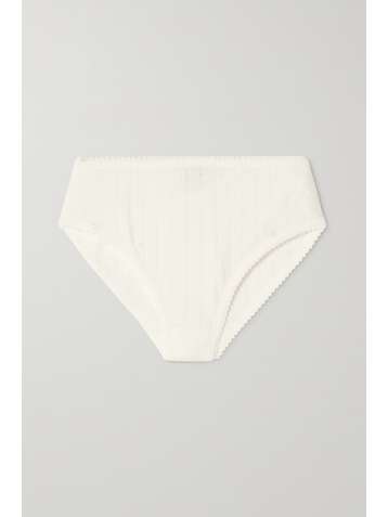 LESET Picot-trimmed pointelle cotton-jersey briefs