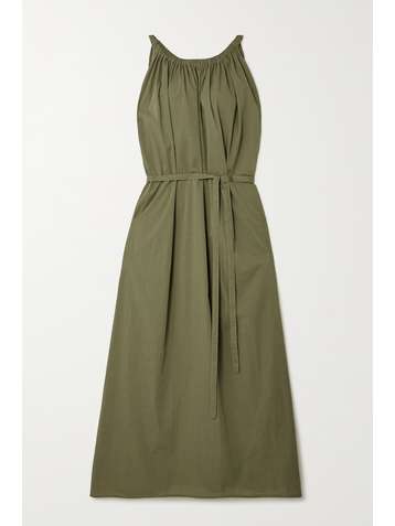 DEIJI STUDIOS + NET SUSTAIN Totem gathered checked organic cotton-poplin maxi dress