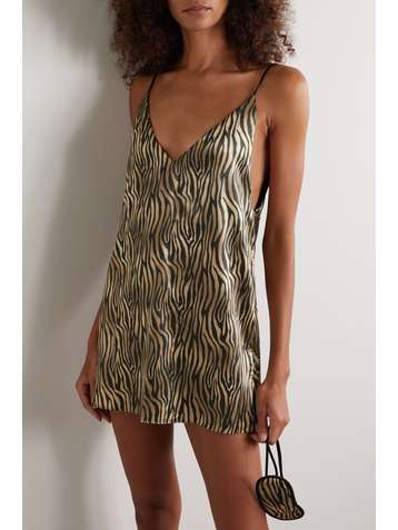 MARIKA VERA Hilary Set aus Schlafmaske und Nachthemd aus Satin mit Zebraprint