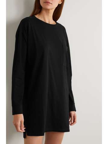 NINETY PERCENT + NET SUSTAIN Nachthemd aus Biobaumwoll-Jersey mit Stickerei