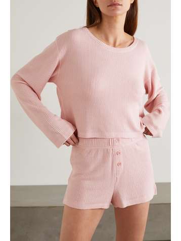 NINETY PERCENT + NET SUSTAIN waffle-knit stretch-TENCEL Lyocell pajama set